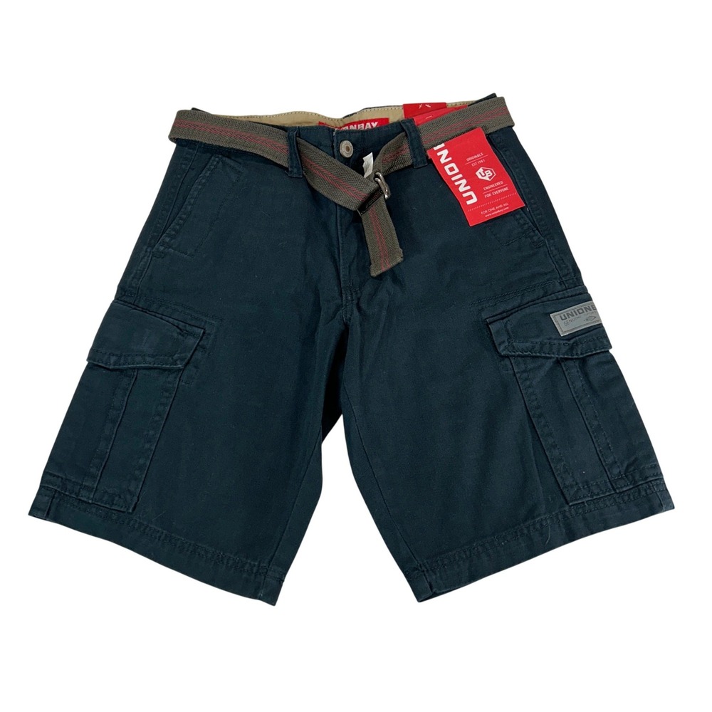 UNIONBAY Mens Messenger Cargo Shorts True Navy Blue Belted Size 28W Y188Z3D